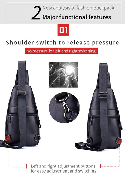 Bullcaptain Leather Shoulder Bag XB-105 Black