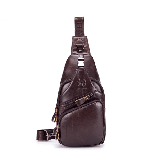 Bullcaptain Leather Shoulder Bag XB-105 Dark Brown