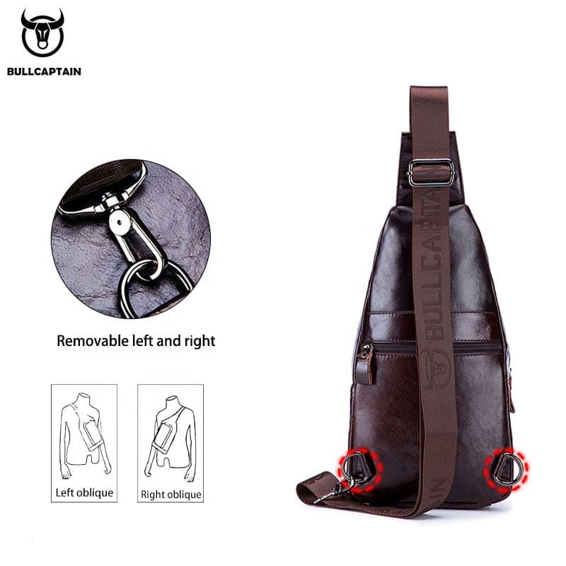 Bullcaptain Leather Shoulder Bag XB-105 Dark Brown