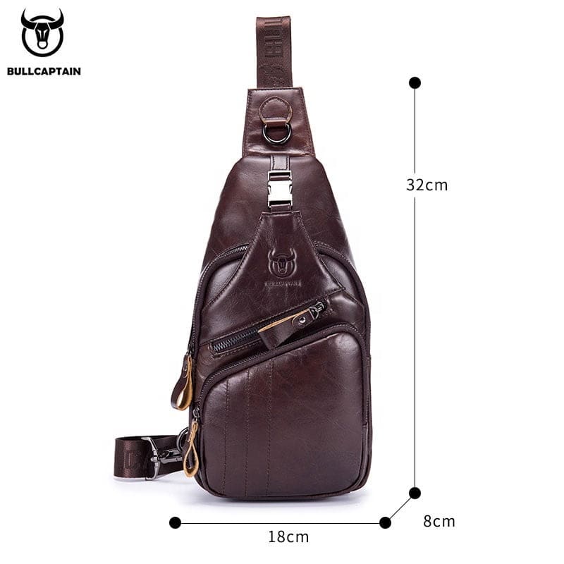 Bullcaptain Leather Shoulder Bag XB-105 Dark Brown