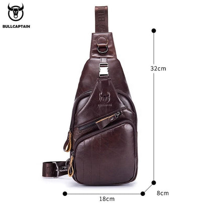 Bullcaptain Leather Shoulder Bag XB-105 Dark Brown