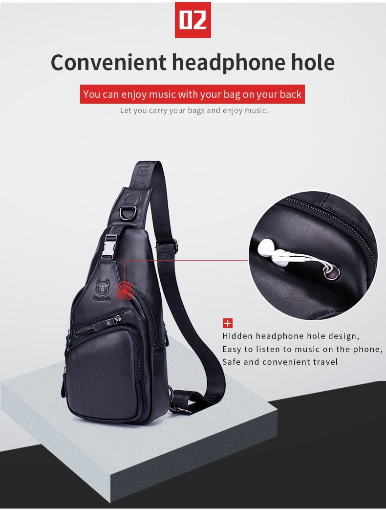 Bullcaptain Leather Shoulder Bag XB-105 Black