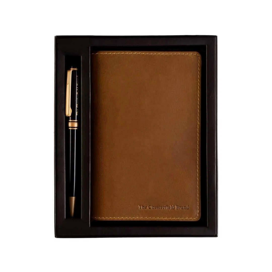 Gift set: Leather writing case and pen (passport case) THE CHESTERFIELD BRAND