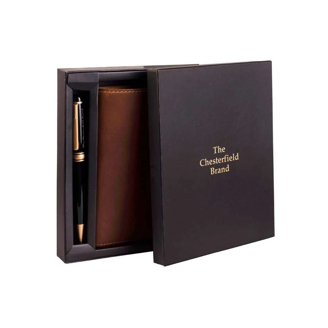 Gift set: Leather writing case and pen (passport case) THE CHESTERFIELD BRAND
