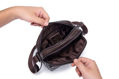 Bullcaptain Leather Shoulder Bag DJB-07 brown