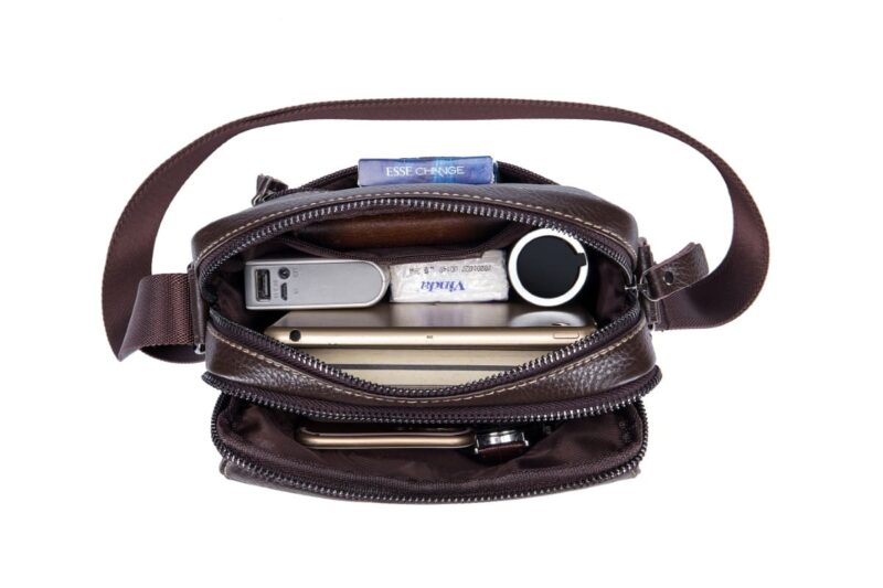 Bullcaptain Leather Shoulder Bag DJB-07 brown