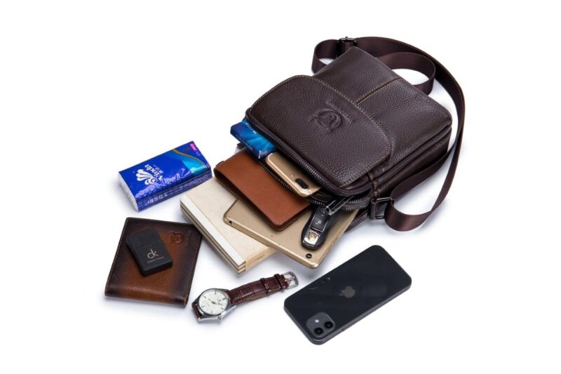 Bullcaptain Leather Shoulder Bag DJB-07 brown