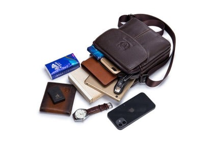 Bullcaptain Leather Shoulder Bag DJB-07 brown