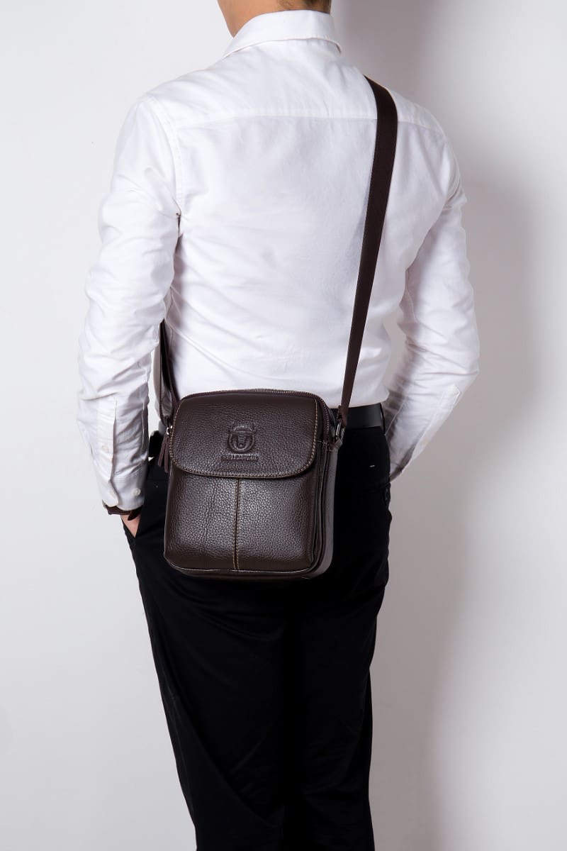 Bullcaptain Leather Shoulder Bag DJB-07 brown