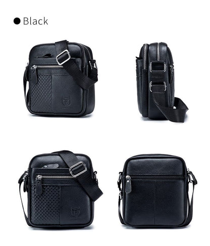 Bullcaptain Leather Shoulder Bag DJB-023 black