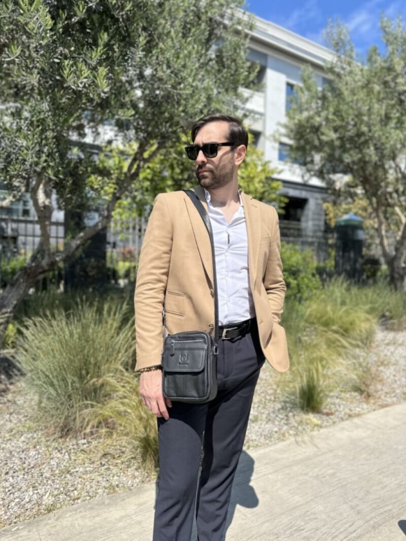 Bullcaptain Leather Shoulder Bag DJB-016 black