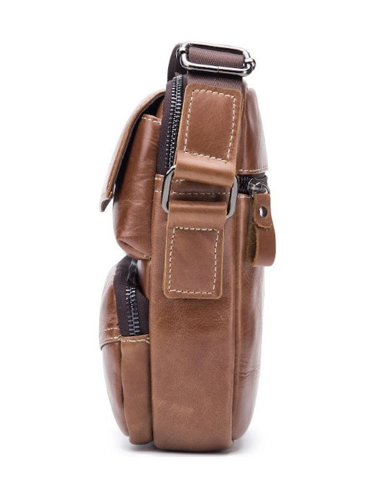 Bullcaptain Leather Shoulder Bag DJB-040 Brown