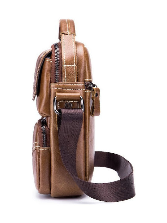 Bullcaptain Leather Shoulder Bag DJB-040 Brown