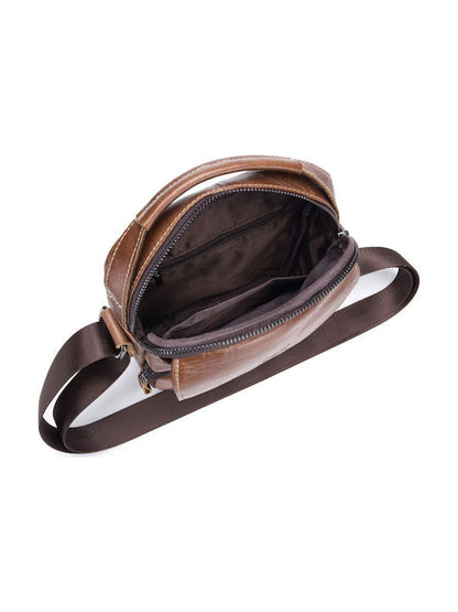 Bullcaptain Leather Shoulder Bag DJB-040 Brown