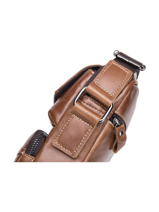 Bullcaptain Leather Shoulder Bag DJB-040 Brown