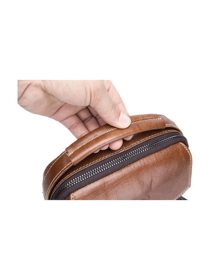 Bullcaptain Leather Shoulder Bag DJB-040 Brown