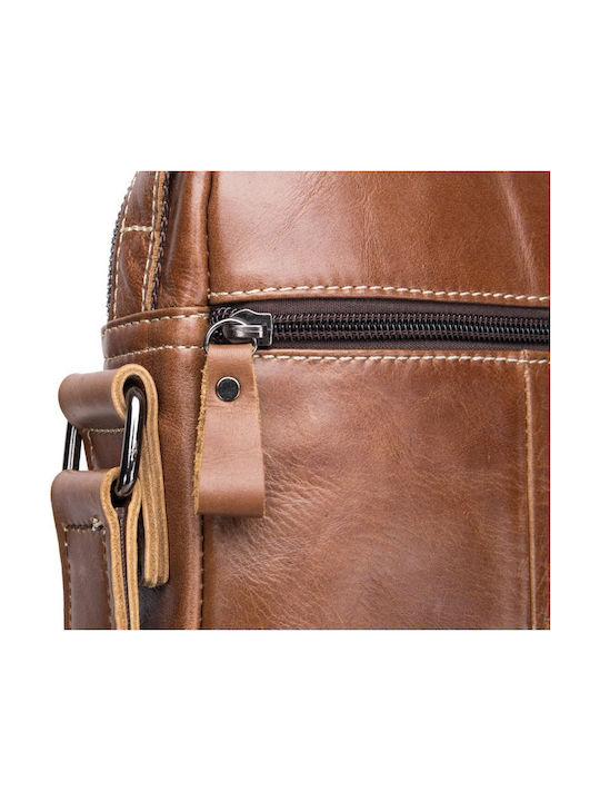 Bullcaptain Leather Shoulder Bag DJB-040 Brown