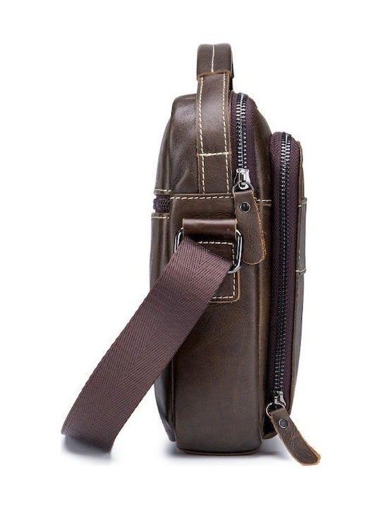 Bullcaptain Leather Shoulder Bag DJB-888 brown