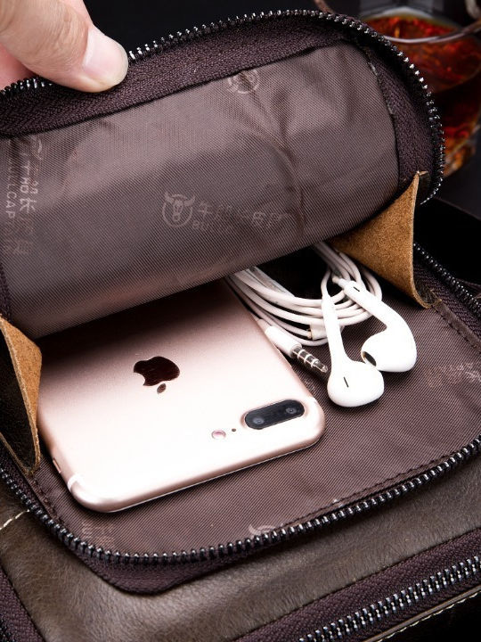 Bullcaptain Leather Shoulder Bag DJB-888 brown