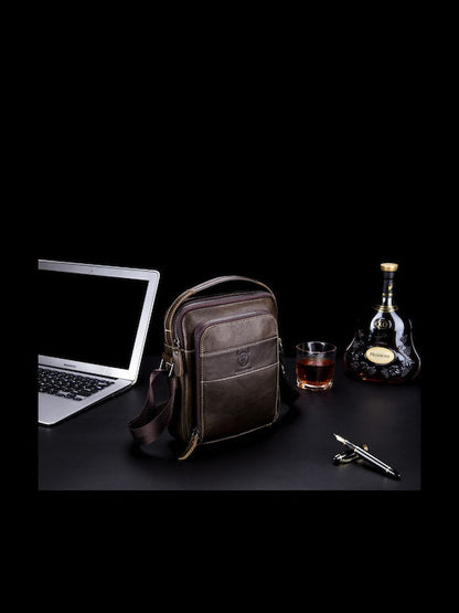 Bullcaptain Leather Shoulder Bag DJB-888 brown