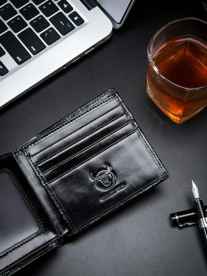 Bullcaptain Leather Wallet QB0203-H Black