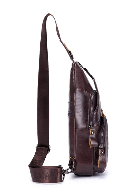 Bullcaptain Leather Shoulder Bag XB-105 Dark Brown